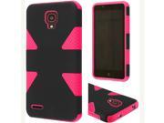 Alcatel OneTouch Conquest 7046T Hard Cover and Silicone Protective Case Hybrid Triad Triangle Black Hot Pink