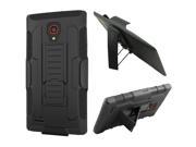 Alcatel OneTouch Conquest 7046T Hard Cover and Silicone Protective Case Hybrid Robot Black Stand w Holster