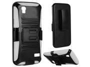 Huawei SnapTo LTE G620 Pronto H891L Hard Cover and Silicone Protective Case Hybrid Black White Curve Stand w Holster