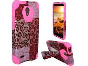 Alcatel OneTouch Conquest 7046T Hard Cover and Silicone Protective Case Hybrid Exotic Cheetah Hot Pink Transformer With Stand
