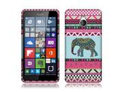 Microsoft Nokia Lumia 640 XL Silicone Case TPU Blue Elephant Aztec