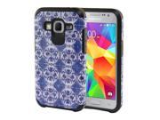Samsung Galaxy Core Prime Prevail LTE Hard Cover and Silicone Protective Case Hybrid Blue Porcelain Pattern Black