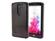 LG G3 Stylus D690 D690N D693N D693 Hard Cover and Silicone Protective Case Hybrid Full Black Leaf Mandala On Wood Black
