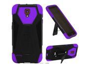 Alcatel OneTouch Conquest 7046T Hard Cover and Silicone Protective Case Hybrid Black Purple Transformer With Stand
