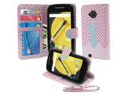 Motorola Moto E LTE 2nd Gen 2015 Pouch Case Cover Teal Deer Hot Pink Monogram Wallet Card