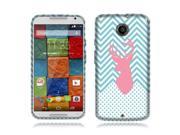 Motorola Moto X 2nd Generation 2014 Silicone Case TPU Pink Deer Teal Monogram
