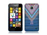 Nokia Lumia 635 Silicone Case TPU Blue Aztec Chevron Feather on Blue Wood