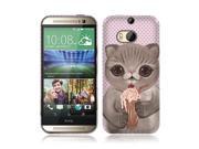 HTC One 2 M8 Silicone Case TPU Cat Portrait With Milkshake