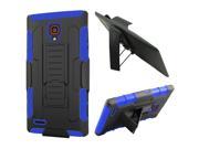 Alcatel OneTouch Conquest 7046T Hard Cover and Silicone Protective Case Hybrid Robot Black Blue Stand With Holster