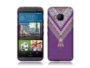 HTC One M9 Silicone Case TPU Purple Aztec Chevron Feather on Purple Fabric
