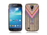 Samsung Galaxy S4 mini I9190 Silicone Case TPU Pink Aztec Chevron Feather on Wood
