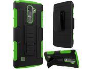 LG G4c Mini Compact H525N Hard Cover and Silicone Protective Case Hybrid Robot Black Neon Green Stand With Holster