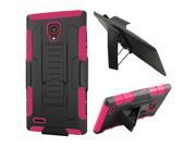 Alcatel OneTouch Conquest 7046T Hard Cover and Silicone Protective Case Hybrid Robot Black Hot Pink Stand With Holster