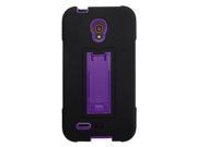 Alcatel OneTouch Conquest 7046T Hard Cover and Silicone Protective Case Hybrid Black Purple Dual With Vertical Stand