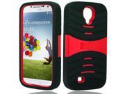 Samsung Galaxy S 4 I9500 I9505 I337 Hard Cover and Silicone Protective Case Hybrid Black Red Stand