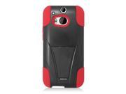 HTC One 2 M8 Hard Cover and Silicone Protective Case Hybrid Black Red w Y Stand