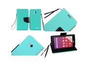 LG Tribute LS660 F60 MS359 VS810PP Pouch Case Cover Teal Premium PU Leather Flip Wallet Credit Card
