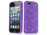 Apple iPhone 5 iPhone 5S iPhone SE Hard Case Cover Purple w Sparkle Rhinestones