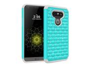 LG G5 H850 VS987 Protector Cover Case Hybrid Mint Green Grey Luxurious Glossy Sparkle Stones