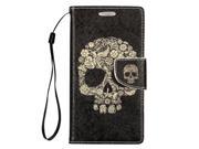 Samsung Galaxy Grand Prime G530 Pouch Case Cover Skull Horizontal Flap Credit Card With Strap