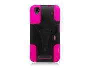 ZTE Max N9520 Max N9521 Hard Cover and Silicone Protective Case Hybrid Black Hot Pink w Y Stand