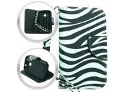 ZTE Prelude 2 Z667G Zinger Whirl 2 Pouch Case Cover BLK WHT Zebra Horizontal Flap Credit Card Strap