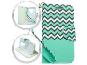 LG G5 H850 VS987 Pouch Case Cover Teal Green Chevron Horizontal Flap Credit Card With Strap