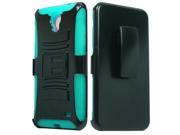 Samsung Galaxy Mega 2 G750F Protector Cover Case Hybrid Black Teal BL Curve Stand With Holster 2