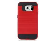 Samsung Galaxy S6 G920 Hard Cover and Silicone Protective Case Hybrid Red Black Brushed