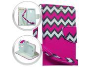Samsung Galaxy Light T399 Pouch Case Cover Hot Pink Chevron Horizontal Flap Credit Card With Strap