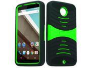 Motorola Google Nexus 6 Hard Cover and Silicone Protective Case Hybrid Black Neon Green With Stand
