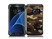 Samsung Galaxy S7 Edge G935 Hard Cover and Silicone Protective Case Hybrid Brown Camo Black