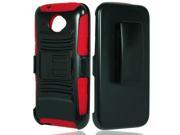 HTC Desire 601 Zara Hard Cover and Silicone Protective Case Hybrid Black Red Curve Stand w Holster