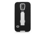Samsung Galaxy S5 G900 Protector Cover Case Hybrid Black White Symbiosis With Vertical Stand