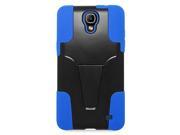 Samsung Galaxy Mega 2 G750F Hard Cover and Silicone Protective Case Hybrid Black Blue w Y Stand