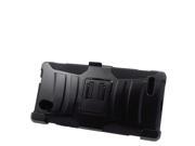 ZTE Warp Elite Hard Cover and Silicone Protective Case Hybrid Black Curve Stand w Holster
