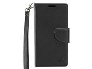 HTC Desire 530 630 Pouch Case Cover BLK Black 2 Tone Deluxe Horizontal Flap Credit Card With Strap