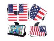 Apple iPhone 7 Plus Pouch Case Cover USA American Flag Grunge Stars Strips Flap Credit Card Strap