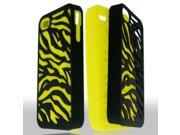 Apple iPhone 4 iPhone 4S Hard Cover and Silicone Protective Case Hybrid Zebra Black Yellow Fusion