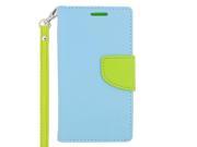 Alcatel OneTouch POP Astro 5042N 5042T Pouch Case Lite BL GRN 2 Tone Deluxe Flap Credit Card Strap