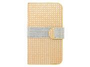 Kyocera Hydro Icon C6730 Hydro Life C6530 Pouch Case Cover Gold White Strip Leather Wallet Diamond