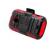 ZTE Prelude 2 Z667G Zinger Whirl 2 Protector Cover Case Hybrid Black Red Curve Stand Holster