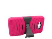 Motorola Droid Turbo XT1254 Hard Cover and Silicone Protective Case Hybrid Hot Pink Black w Stand