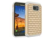 Samsung Galaxy S7 Active G891 Protector Case Hybrid Gold Grey Glossy Coating Sparkle Stones