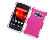 ZTE Concord II Z730 Hard Cover and Silicone Protective Case Hybrid Perforated Hot Pink White