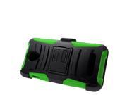ZTE Obsidian Z820 Hard Cover and Silicone Protective Case Hybrid Black Green Curve Stand w Holster