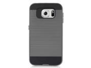 Samsung Galaxy S6 G920 Hard Cover and Silicone Protective Case Hybrid Grey Black Brushed
