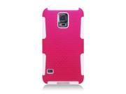 Samsung Galaxy S5 G900 Hard Cover and Silicone Protective Case Hybrid Perforated Hot Pink White