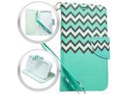 Huawei Tribute 4G LTE Y536A1 Fusion 3 Pouch Case Cover Teal GRN Chevron Flap Credit Card Strap