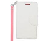 LG Lucid 3 VS876 Pouch Case Cover White Pink 2 Tone Deluxe Horizontal Flap Credit Card